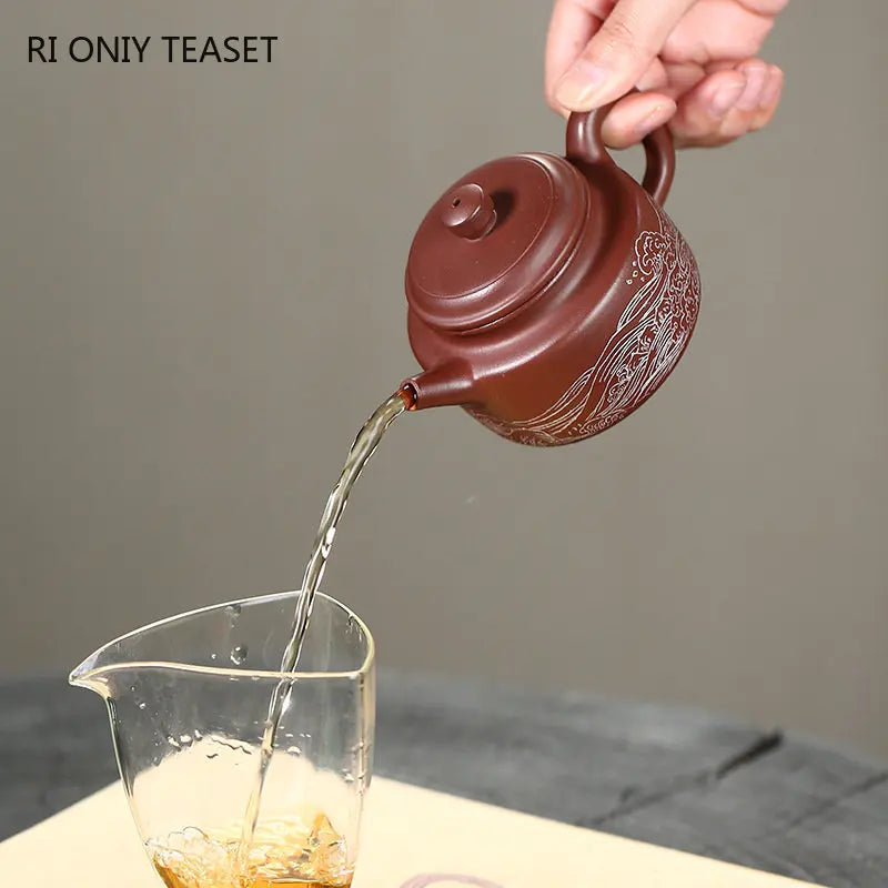 170ml Yixing High-end Purple Clay Teapots Famous Artists Handmade Tea Pot Raw Ore Purple Mud Beauty Kettle Chinese Zisha Tea Set