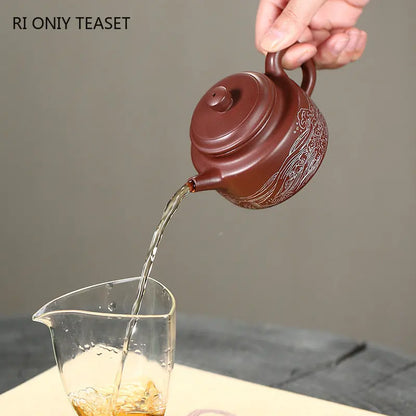 170ml Yixing High-end Purple Clay Teapots Famous Artists Handmade Tea Pot Raw Ore Purple Mud Beauty Kettle Chinese Zisha Tea Set