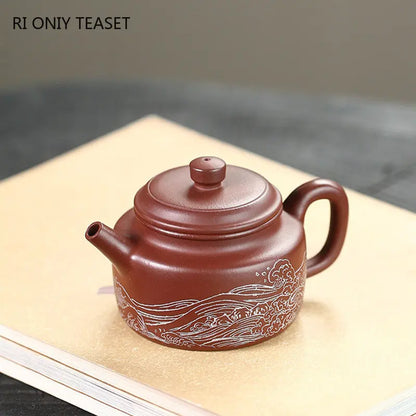 170ml Yixing High-end Purple Clay Teapots Famous Artists Handmade Tea Pot Raw Ore Purple Mud Beauty Kettle Chinese Zisha Tea Set