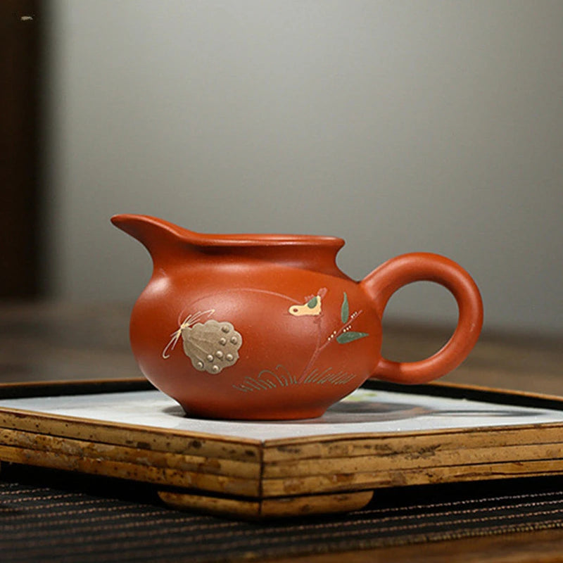 170ml Yixing Purple Clay Tea Cup Handmade Mud Painted Fair Cup Home Tea Infuser Teacup Tradition Zhu Mud Tea Set Accessories