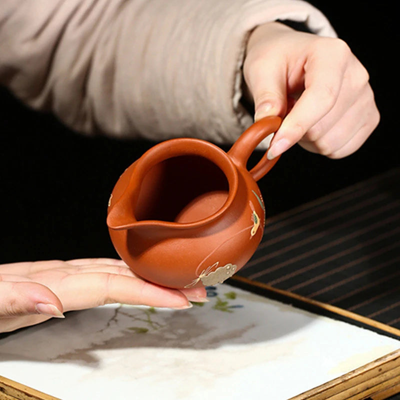 170ml Yixing Purple Clay Tea Cup Handmade Mud Painted Fair Cup Home Tea Infuser Teacup Tradition Zhu Mud Tea Set Accessories