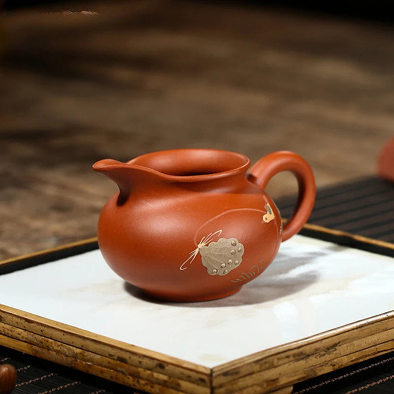 170ml Yixing Purple Clay Tea Cup Handmade Mud Painted Fair Cup Home Tea Infuser Teacup Tradition Zhu Mud Tea Set Accessories