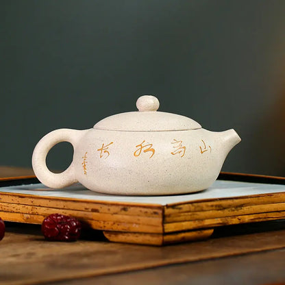 170ml Yixing Purple Sand Pot Pure Handmade Teapot Home Tea Set White Duan Mud Flat Xishi Kungfu Tea Set