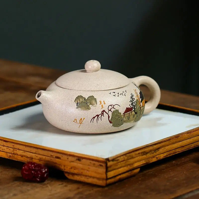 170ml Yixing Purple Sand Pot Pure Handmade Teapot Home Tea Set White Duan Mud Flat Xishi Kungfu Tea Set