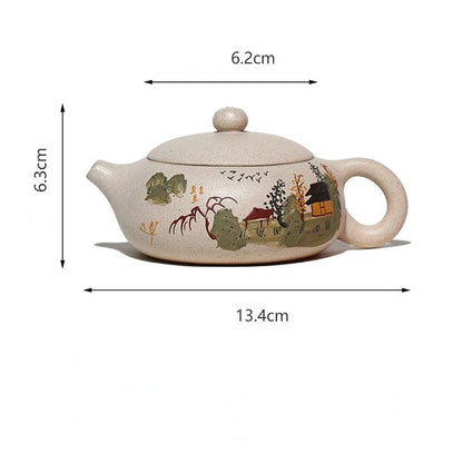 170ml Yixing Purple Sand Pot Pure Handmade Teapot Home Tea Set White Duan Mud Flat Xishi Kungfu Tea Set