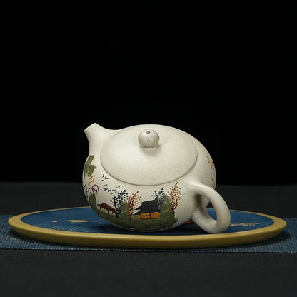 170ml Yixing Purple Sand Pot Pure Handmade Teapot Home Tea Set White Duan Mud Flat Xishi Kungfu Tea Set
