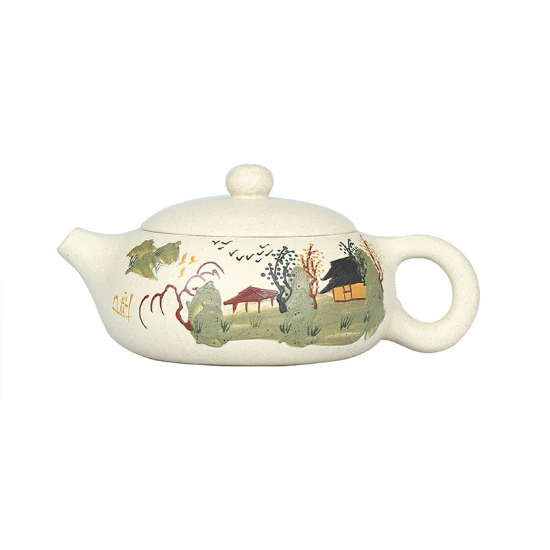 170ml Yixing Purple Sand Pot Pure Handmade Teapot Home Tea Set White Duan Mud Flat Xishi Kungfu Tea Set