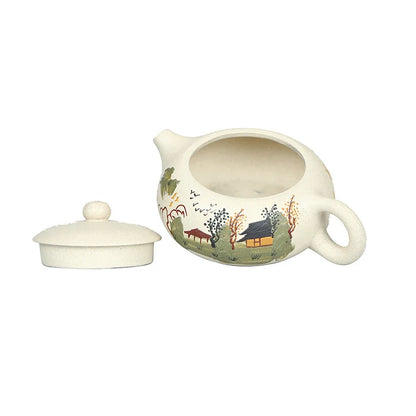 170ml Yixing Purple Sand Pot Pure Handmade Teapot Home Tea Set White Duan Mud Flat Xishi Kungfu Tea Set