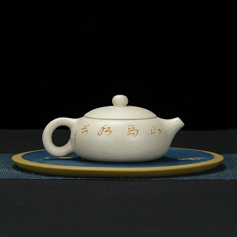 170ml Yixing Purple Sand Pot Pure Handmade Teapot Home Tea Set White Duan Mud Flat Xishi Kungfu Tea Set