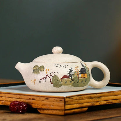 170ml Yixing Purple Sand Pot Pure Handmade Teapot Home Tea Set White Duan Mud Flat Xishi Kungfu Tea Set