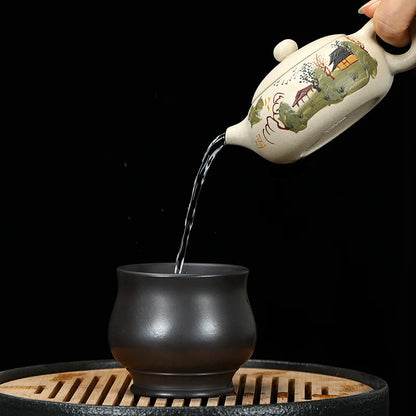 170ml Yixing Purple Sand Pot Pure Handmade Teapot Home Tea Set White Duan Mud Flat Xishi Kungfu Tea Set