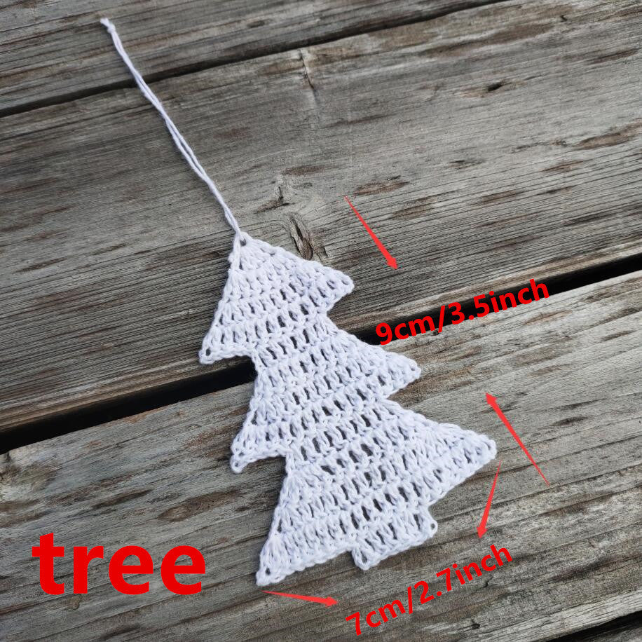Home Garden Crochet Christmas Tree Baubles Ornaments 1Set Of 10 white snowflake
