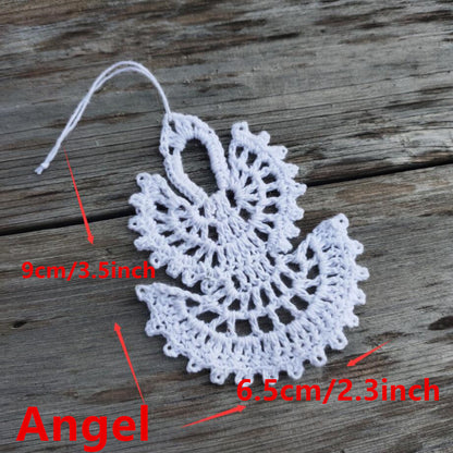 Home Garden Crochet Christmas Tree Baubles Ornaments 1Set Of 10 white snowflake