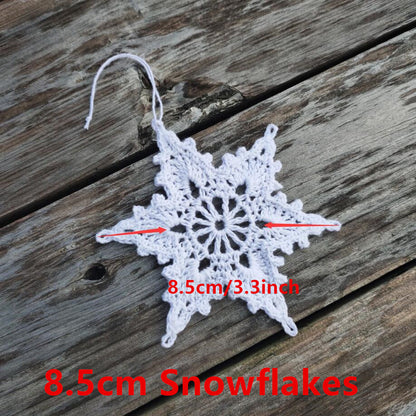 Home Garden Crochet Christmas Tree Baubles Ornaments 1Set Of 10 white snowflake