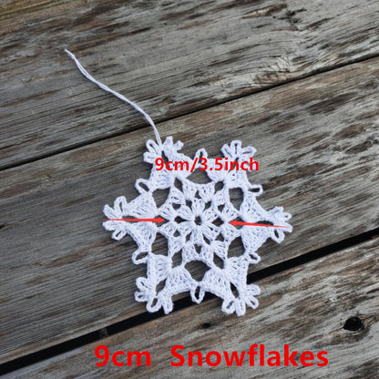 Home Garden Crochet Christmas Tree Baubles Ornaments 1Set Of 10 white snowflake