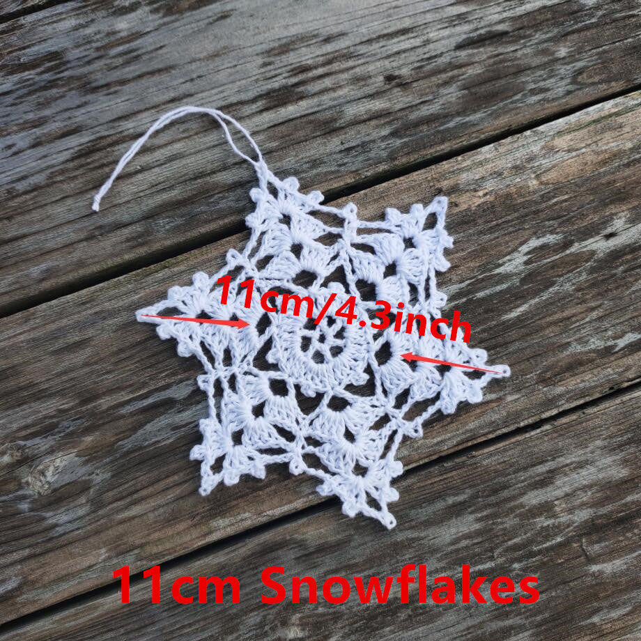 Home Garden Crochet Christmas Tree Baubles Ornaments 1Set Of 10 white snowflake