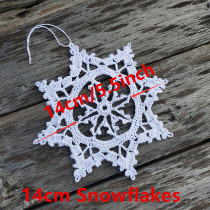 Home Garden Crochet Christmas Tree Baubles Ornaments 1Set Of 10 white snowflake