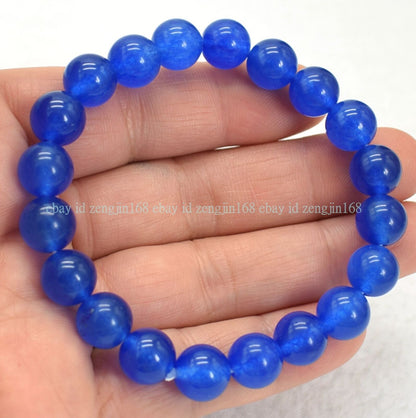 6/8/10/12/14Mm Natural Mixed Multicolor Jade Round Gemstone Beads Bracelet 7.5"
