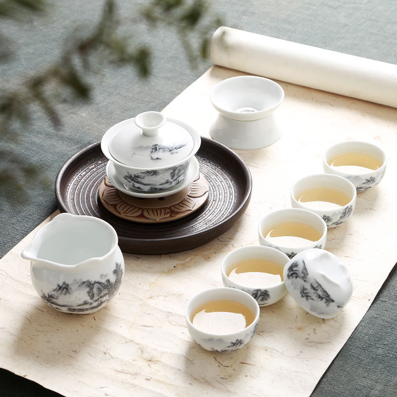 Chinese Kungfu Tea Set Porcelain Gaiwan Tureen Covered Tea Bowl Tea Cup Health