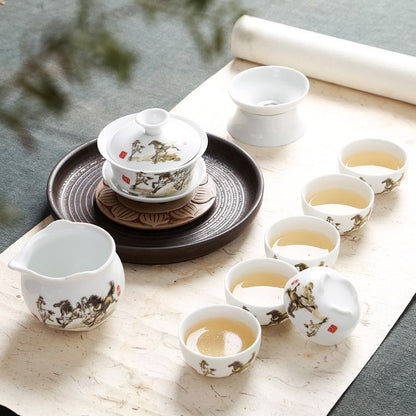 Chinese Kungfu Tea Set Porcelain Gaiwan Tureen Covered Tea Bowl Tea Cup Health