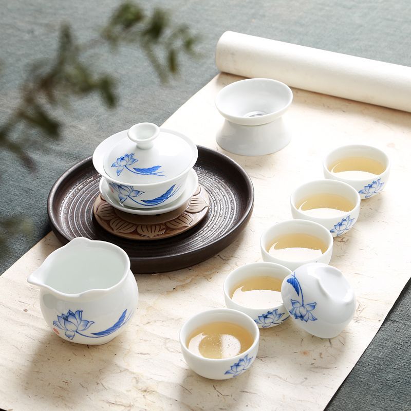 Chinese Kungfu Tea Set Porcelain Gaiwan Tureen Covered Tea Bowl Tea Cup Health