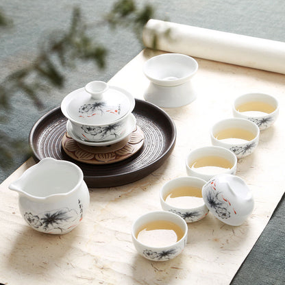 Chinese Kungfu Tea Set Porcelain Gaiwan Tureen Covered Tea Bowl Tea Cup Health