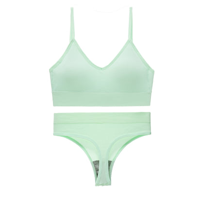 Women's Non Steel Ring Shockproof Sports Bra Gathering Back Yoga Thong Set