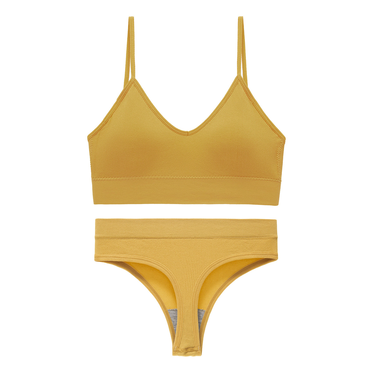 Women's Non Steel Ring Shockproof Sports Bra Gathering Back Yoga Thong Set