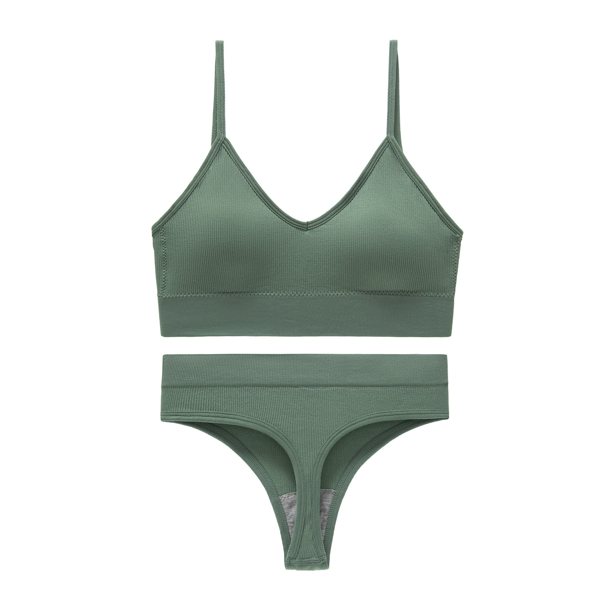 Women's Non Steel Ring Shockproof Sports Bra Gathering Back Yoga Thong Set