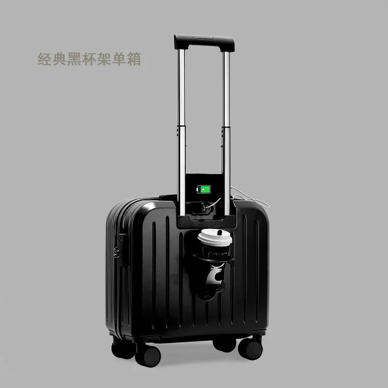 18/20 Inch Suitcase Boarding Multifunctional Travel Suitcase Student Password Trolley Case Rolling Luggage Bag with Cup holder
