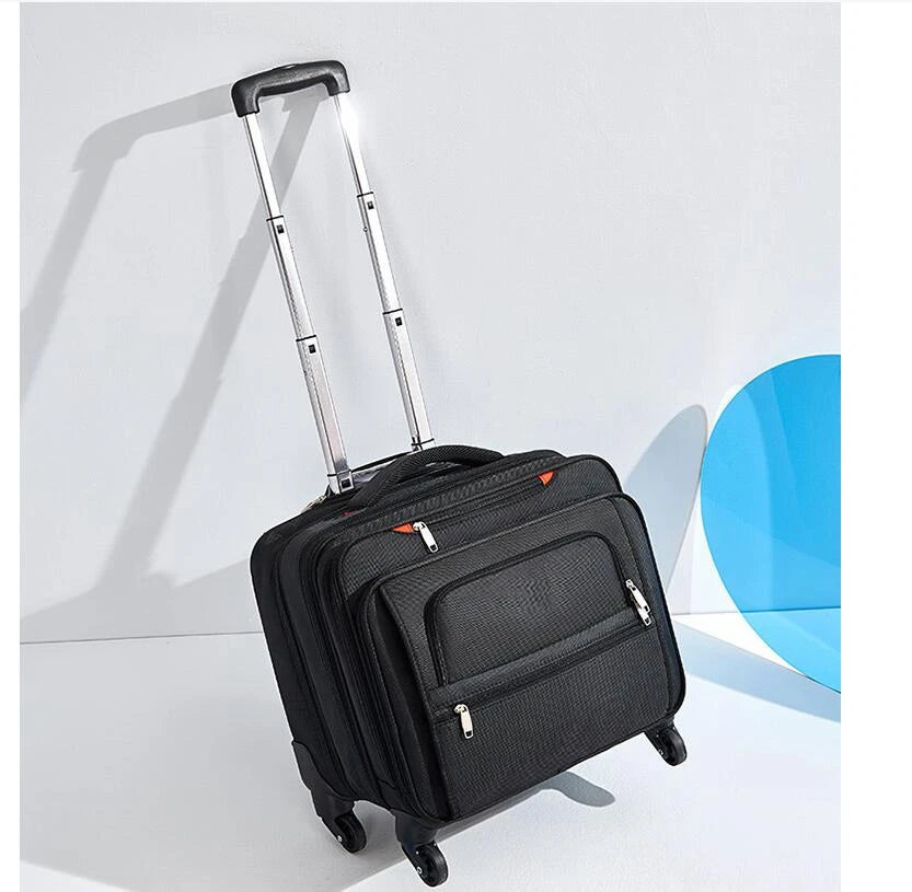 18 Inch Men Carry on hand luggage suitcase Cabin Spinner Suitcase Rolling luggage bag Business Travel Trolley bag with Wheels