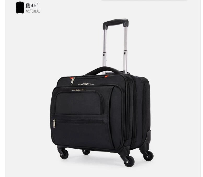 18 Inch Men Carry on hand luggage suitcase Cabin Spinner Suitcase Rolling luggage bag Business Travel Trolley bag with Wheels