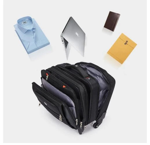 18 Inch Men Carry on hand luggage suitcase Cabin Spinner Suitcase Rolling luggage bag Business Travel Trolley bag with Wheels