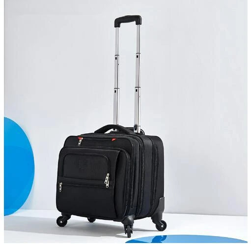 18 Inch Men Carry on hand luggage suitcase Cabin Spinner Suitcase Rolling luggage bag Business Travel Trolley bag with Wheels