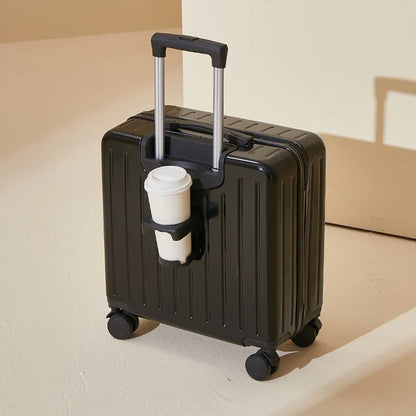 18 Inch Suitcase Boarding Multifunctional Travel Suitcase Student Password Trolley Case Rolling Luggage Bag with Cup holder