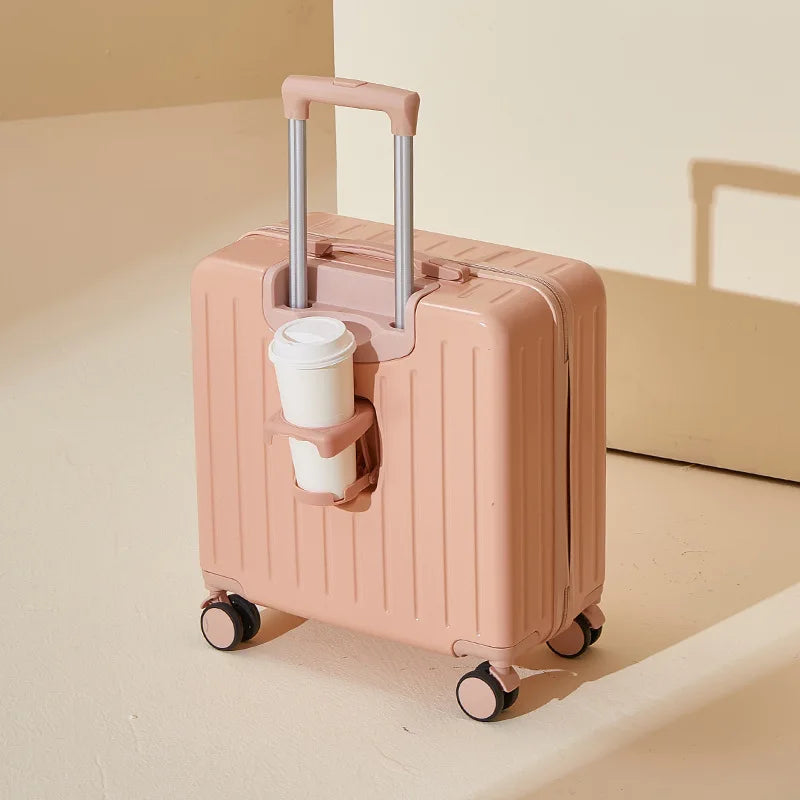 18 Inch Suitcase Boarding Multifunctional Travel Suitcase Student Password Trolley Case Rolling Luggage Bag with Cup holder