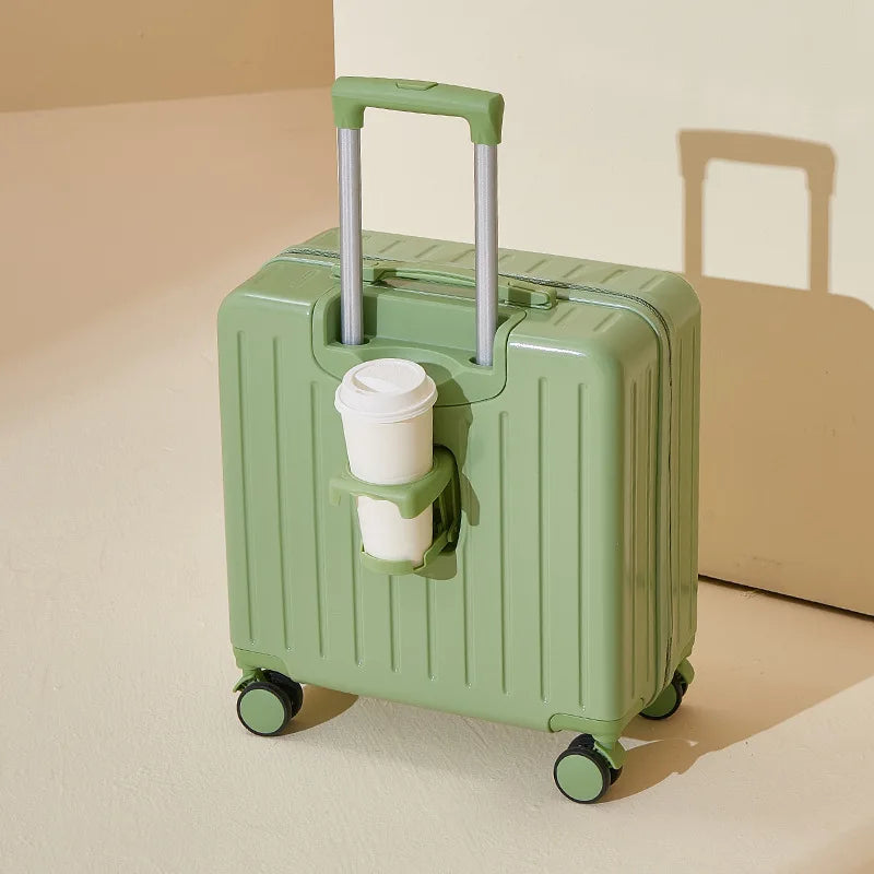 18 Inch Suitcase Boarding Multifunctional Travel Suitcase Student Password Trolley Case Rolling Luggage Bag with Cup holder