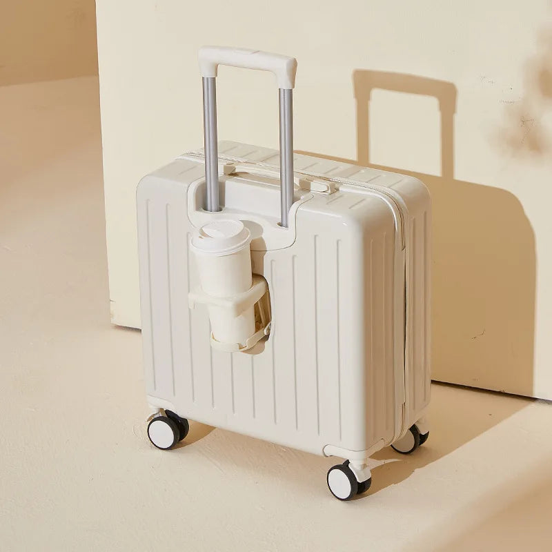 18 Inch Suitcase Boarding Multifunctional Travel Suitcase Student Password Trolley Case Rolling Luggage Bag with Cup holder