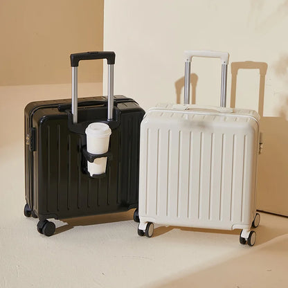 18 Inch Suitcase Boarding Multifunctional Travel Suitcase Student Password Trolley Case Rolling Luggage Bag with Cup holder