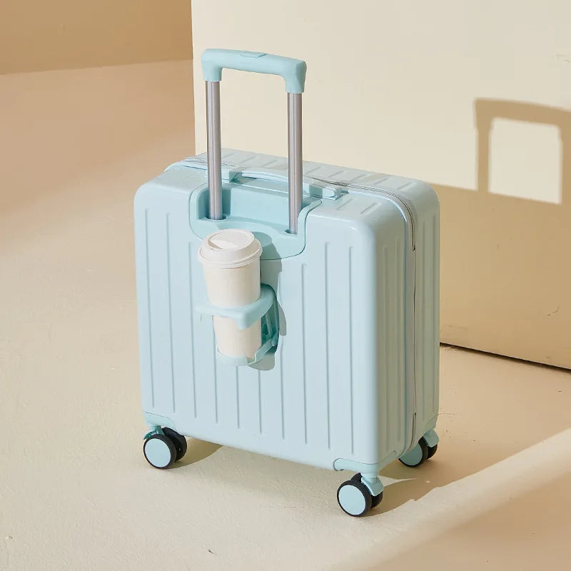 18 Inch Suitcase Boarding Multifunctional Travel Suitcase Student Password Trolley Case Rolling Luggage Bag with Cup holder