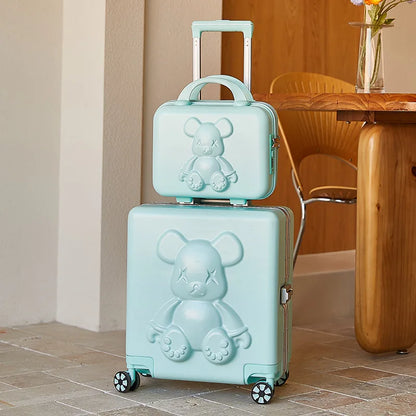 18" Inch Travel Suitcase on wheels Men and Women Universal  Rolling Trolley Luggage Carry-on Makeup Bag Boarding Case