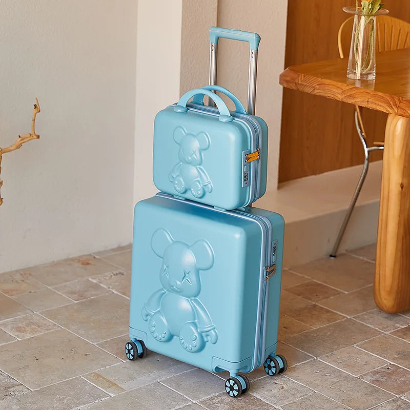 18" Inch Travel Suitcase on wheels Men and Women Universal  Rolling Trolley Luggage Carry-on Makeup Bag Boarding Case