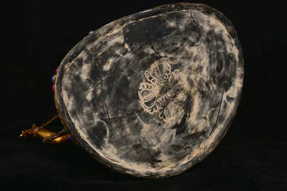 18"Tibet Temple Collection Old Tibetan silver Outline in gold filigree Mosaic Gem Manjushri Bodhisattva Buddha Worship Hall