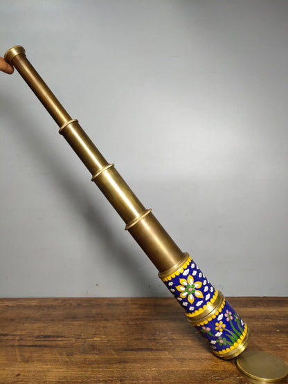 18"Tibetan Temple Collection Old Bronze Cloisonne Telescopic High power Monocular telescope Nautical telescope Normal use