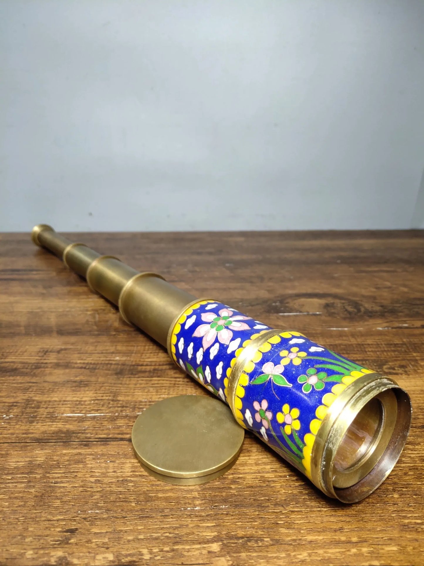 18"Tibetan Temple Collection Old Bronze Cloisonne Telescopic High power Monocular telescope Nautical telescope Normal use
