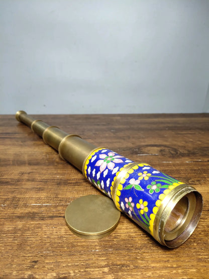 18"Tibetan Temple Collection Old Bronze Cloisonne Telescopic High power Monocular telescope Nautical telescope Normal use
