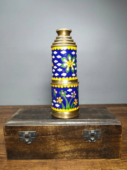 18"Tibetan Temple Collection Old Bronze Cloisonne Telescopic High power Monocular telescope Nautical telescope Normal use