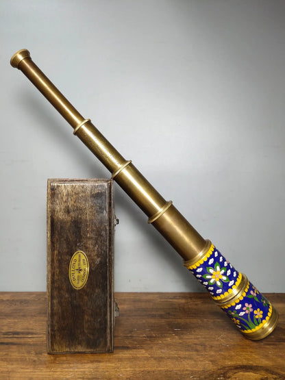 18"Tibetan Temple Collection Old Bronze Cloisonne Telescopic High power Monocular telescope Nautical telescope Normal use