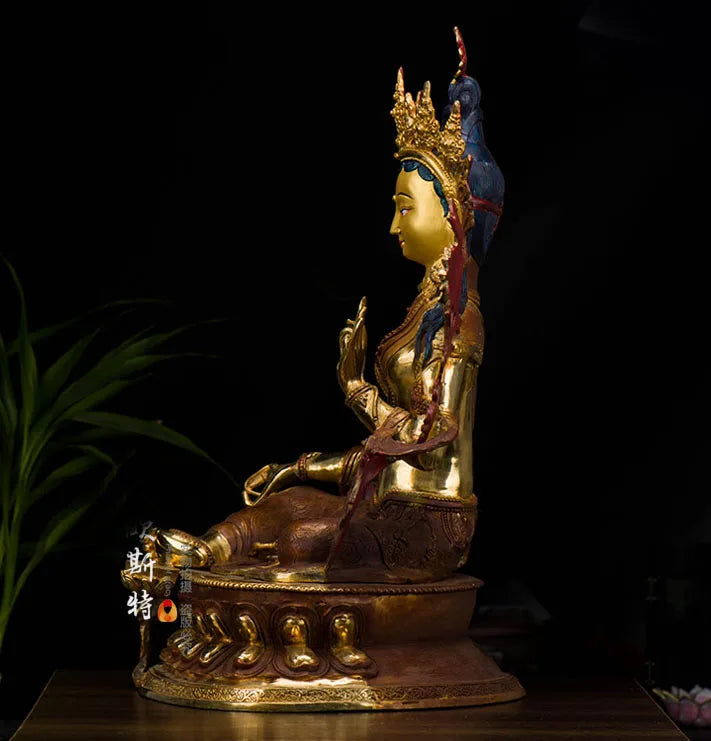 18 inch 45CM LARGE # Temple HOME lobby Protection Talisman Huge Gold gilding Buddhism Bodhisattva Tara(Green) Tara buddha statue