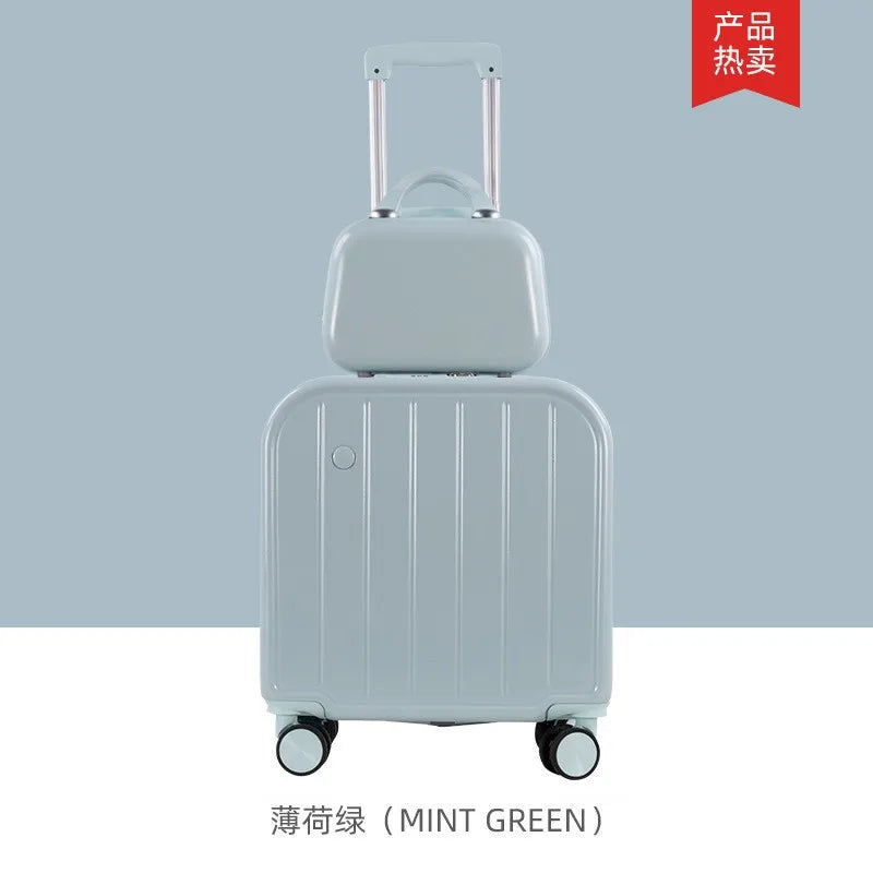 18 inch cabin suitcase, cute small lightweight suitcase fo girls and children, 20 inch trolley suitcase, mother and son suitcase